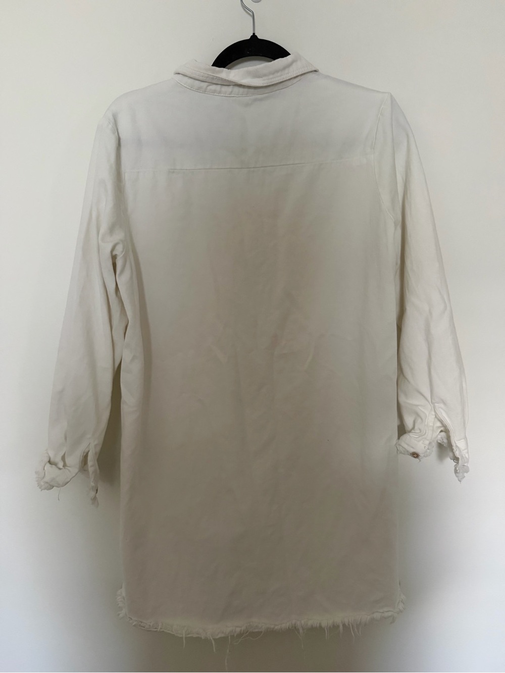 boutique Denim Distressed White Dress Size L - Picture 4 of 4